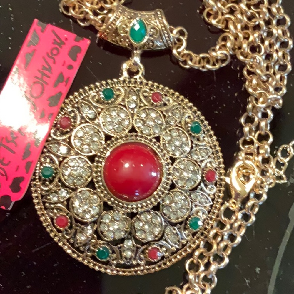 Betsey Johnson Necklace Rhinestones Enamel New #E2